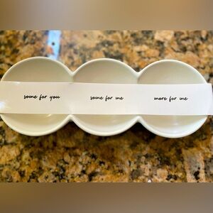 Brand New & Cute GOAT Pottery Barn Style Dip &/or Snack Trio Bowls 10”